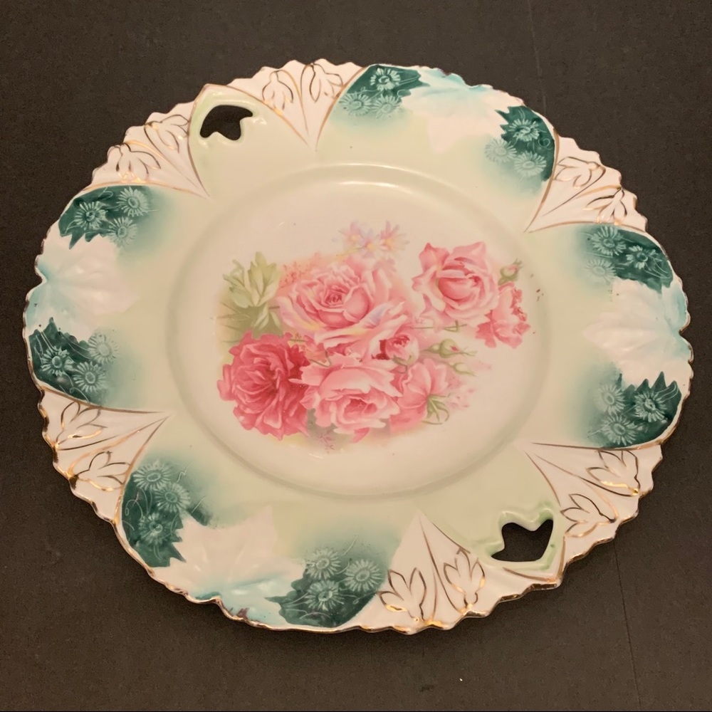 Wheelock Prussia hand painted roses plate handles
